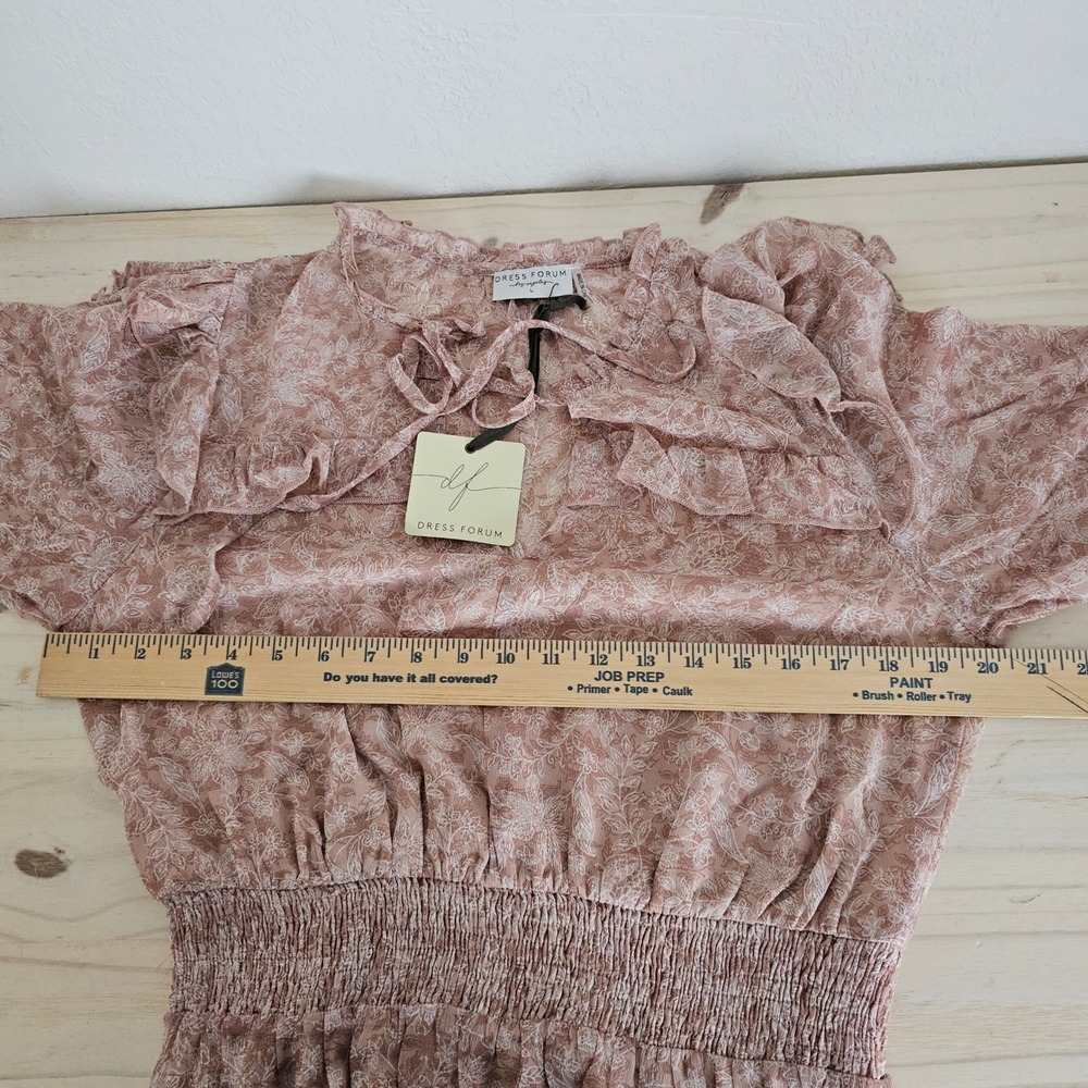 Anthropologie Dress Forum Dusty Rose Floral Tiered Boho Maxi Dress Large NWT - Picture 12 of 16